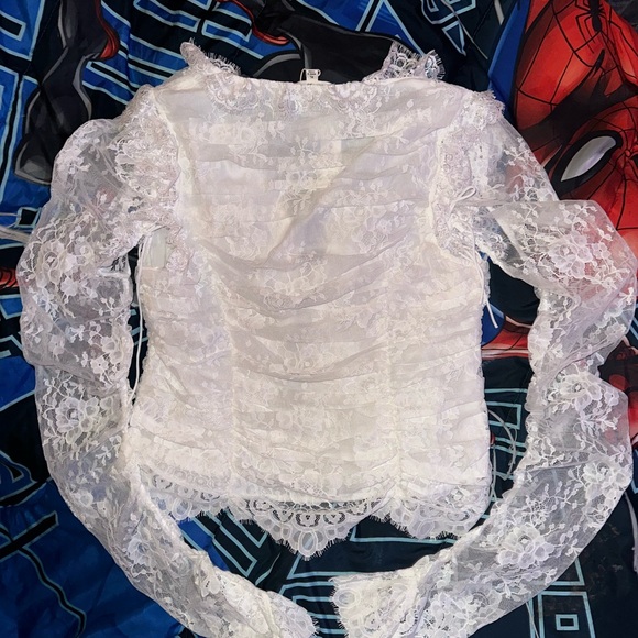 For Love And Lemons White Lace-Up Blouse - Picture 13 of 13